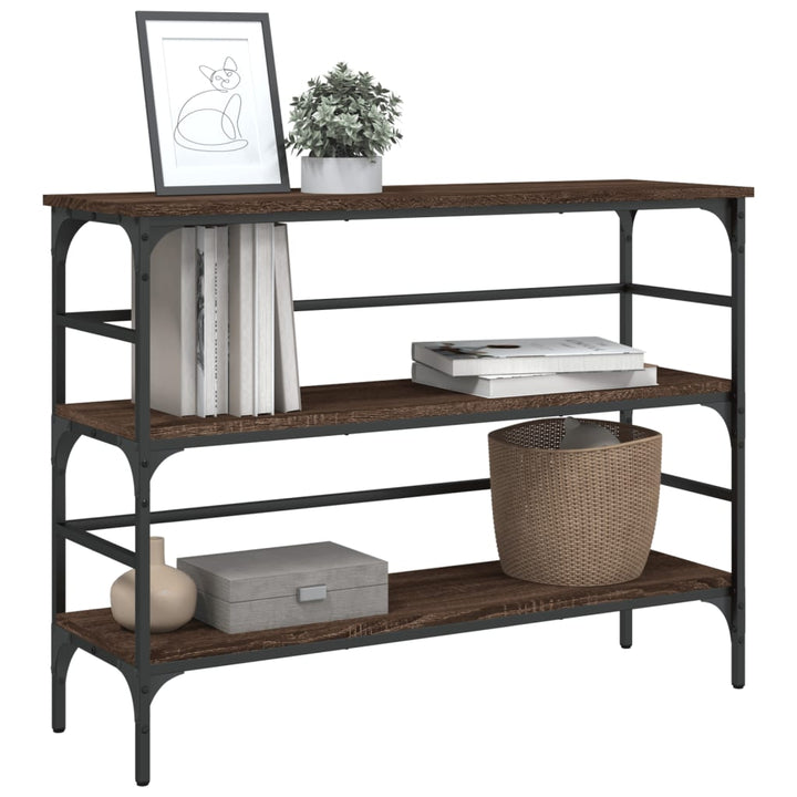 konsolbord 100x32x75 cm konstrueret træ brun egetræsfarve
