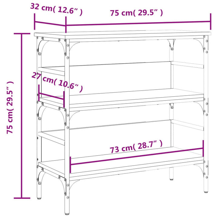 konsolbord 75x32x75 cm konstrueret træ sort
