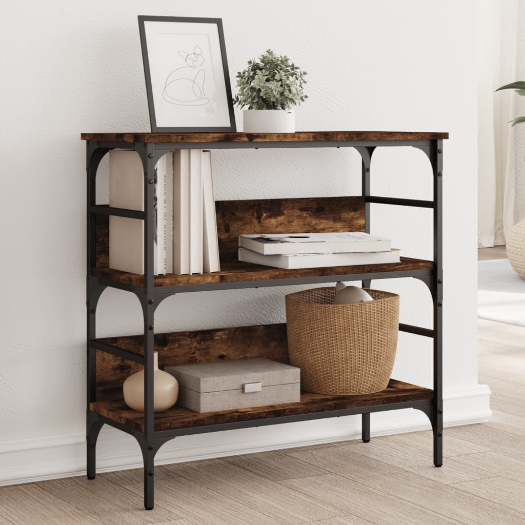 konsolbord 75x32x75 cm konstrueret træ røget egetræsfarve