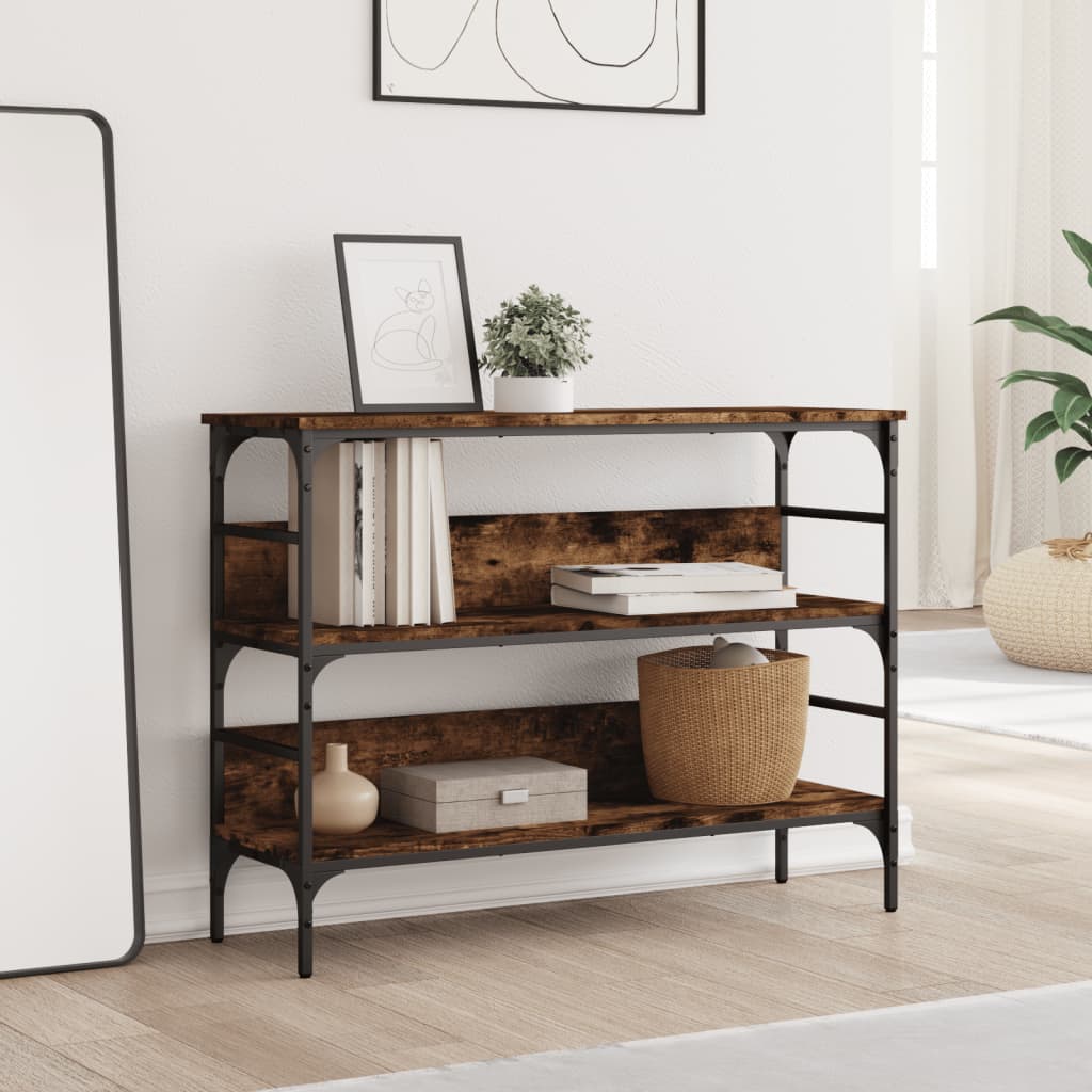 konsolbord 100x32x75 cm konstrueret træ røget egetræsfarve