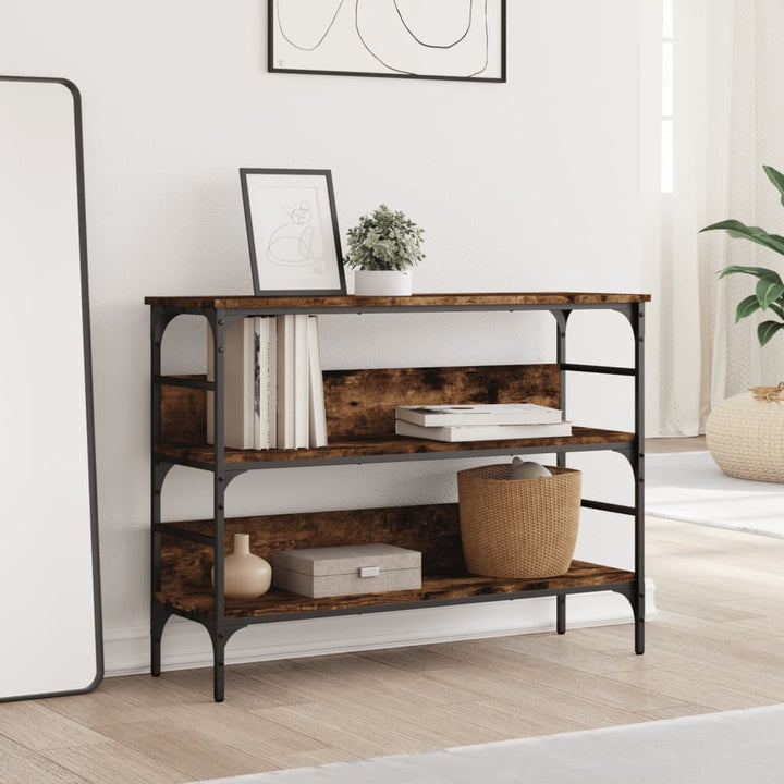 konsolbord 100x32x75 cm konstrueret træ røget egetræsfarve