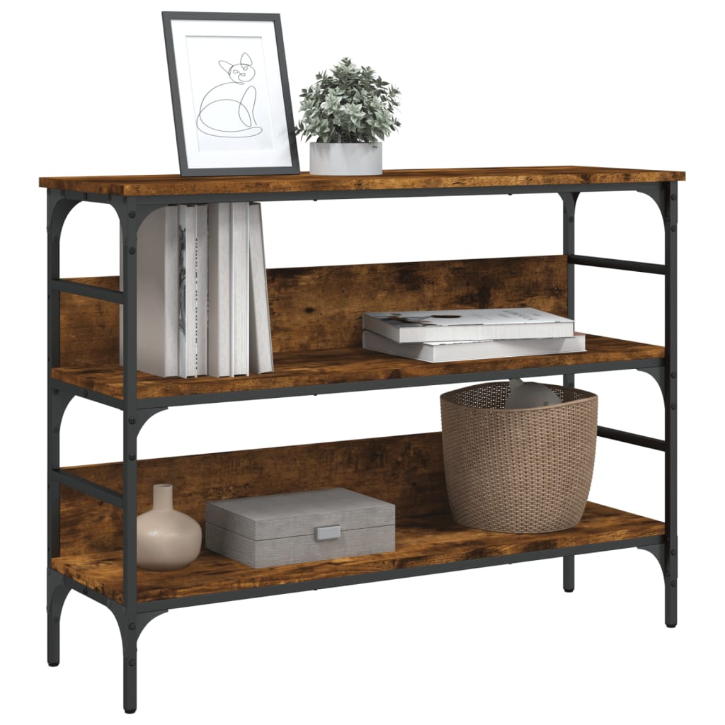 konsolbord 100x32x75 cm konstrueret træ røget egetræsfarve