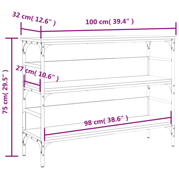 konsolbord 100x32x75 cm konstrueret træ grå sonoma-eg