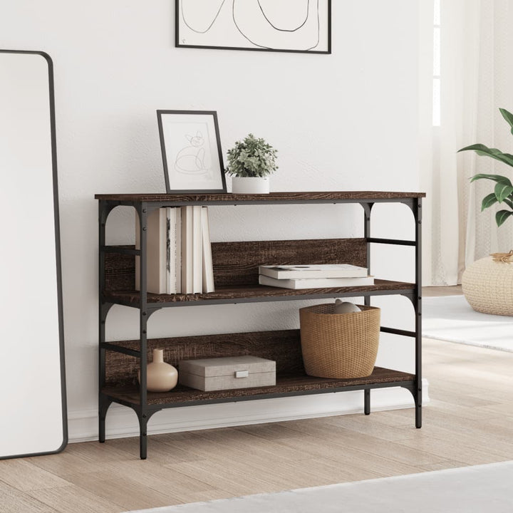 konsolbord 100x32x75 cm konstrueret træ brun egetræsfarve