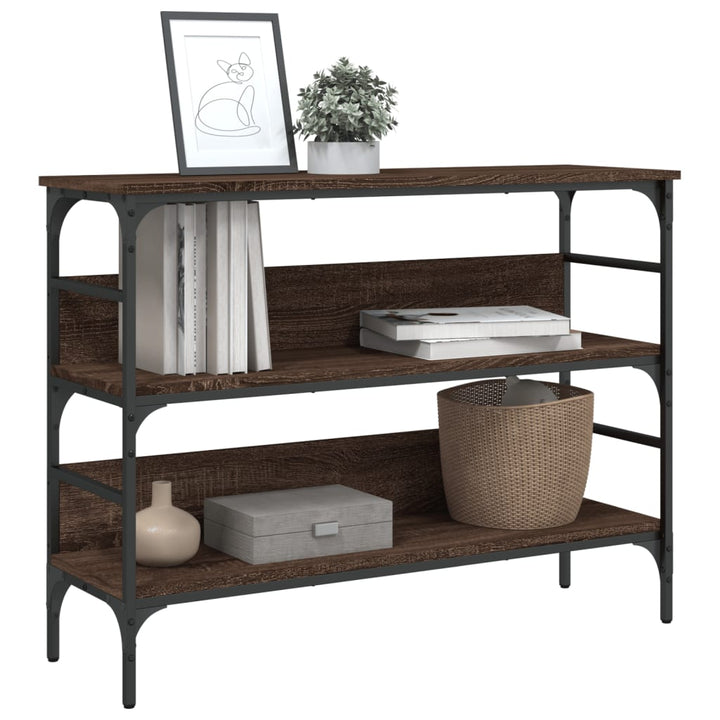 konsolbord 100x32x75 cm konstrueret træ brun egetræsfarve
