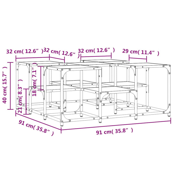 sofabord 91x91x40 cm konstrueret træ sort