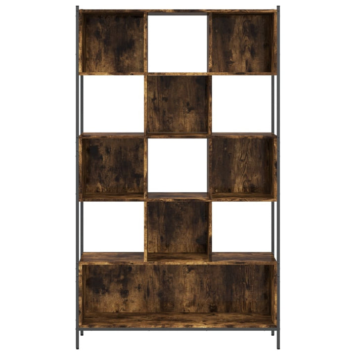 bogreol 102x28x172 cm konstrueret træ røget egetræsfarve