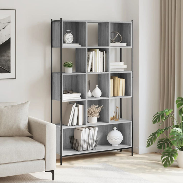 bogreol 102x28x172 cm konstrueret træ grå sonoma-eg