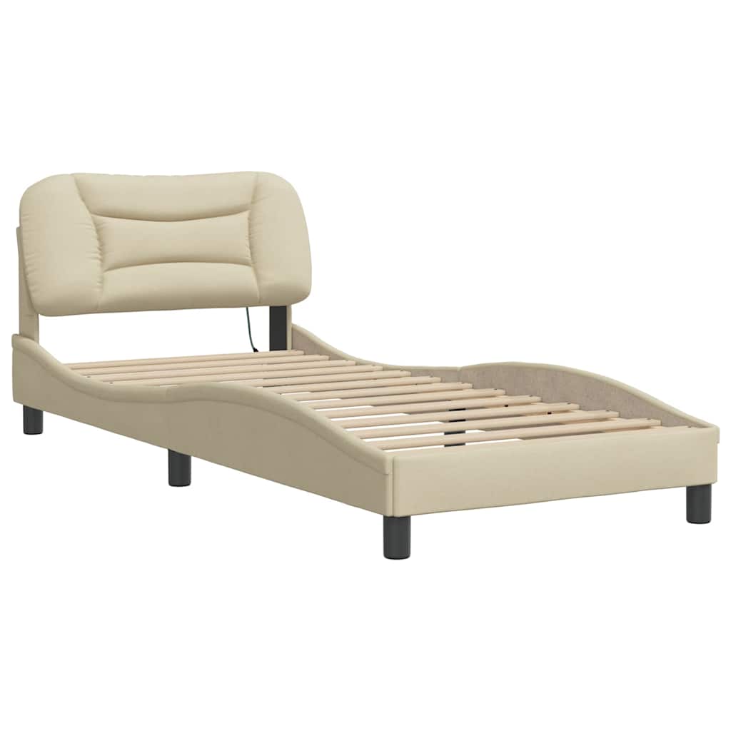 sengeramme uden madras Hvar 90x190 cm stof cremefarvet