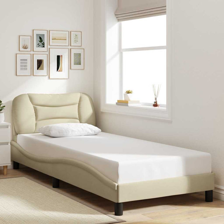 sengeramme uden madras Hvar 90x190 cm stof cremefarvet