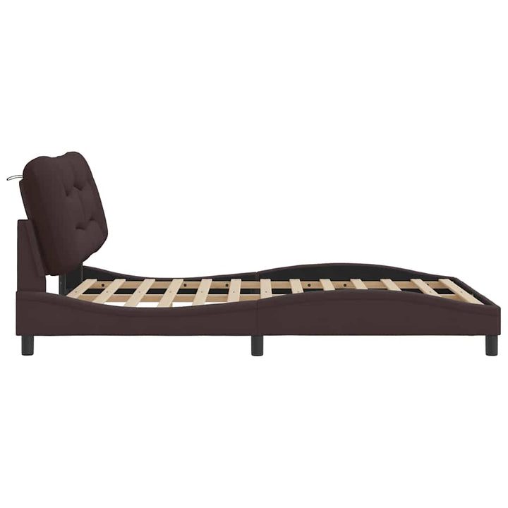 sengeramme uden madras Hvar 140x190 cm stof mørkebrun
