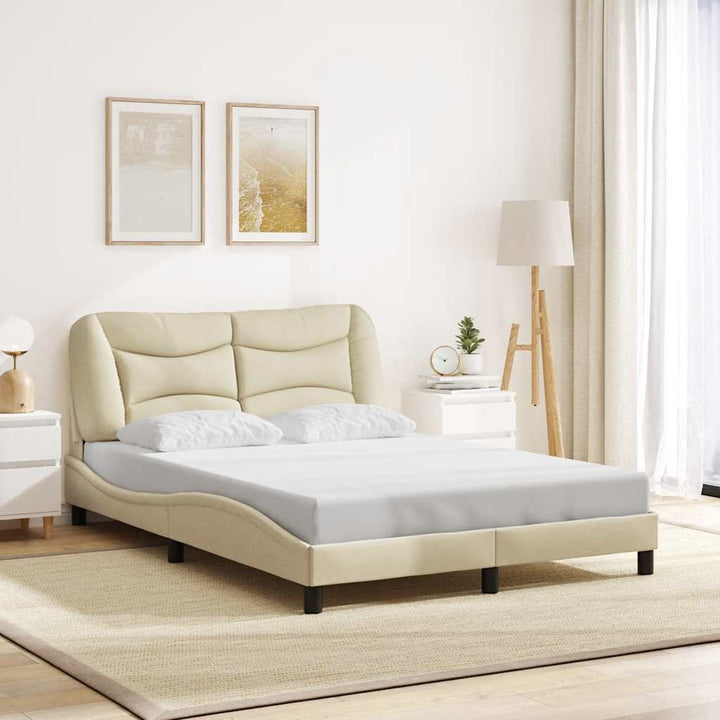 sengeramme uden madras Hvar 140x190 cm stof cremefarvet