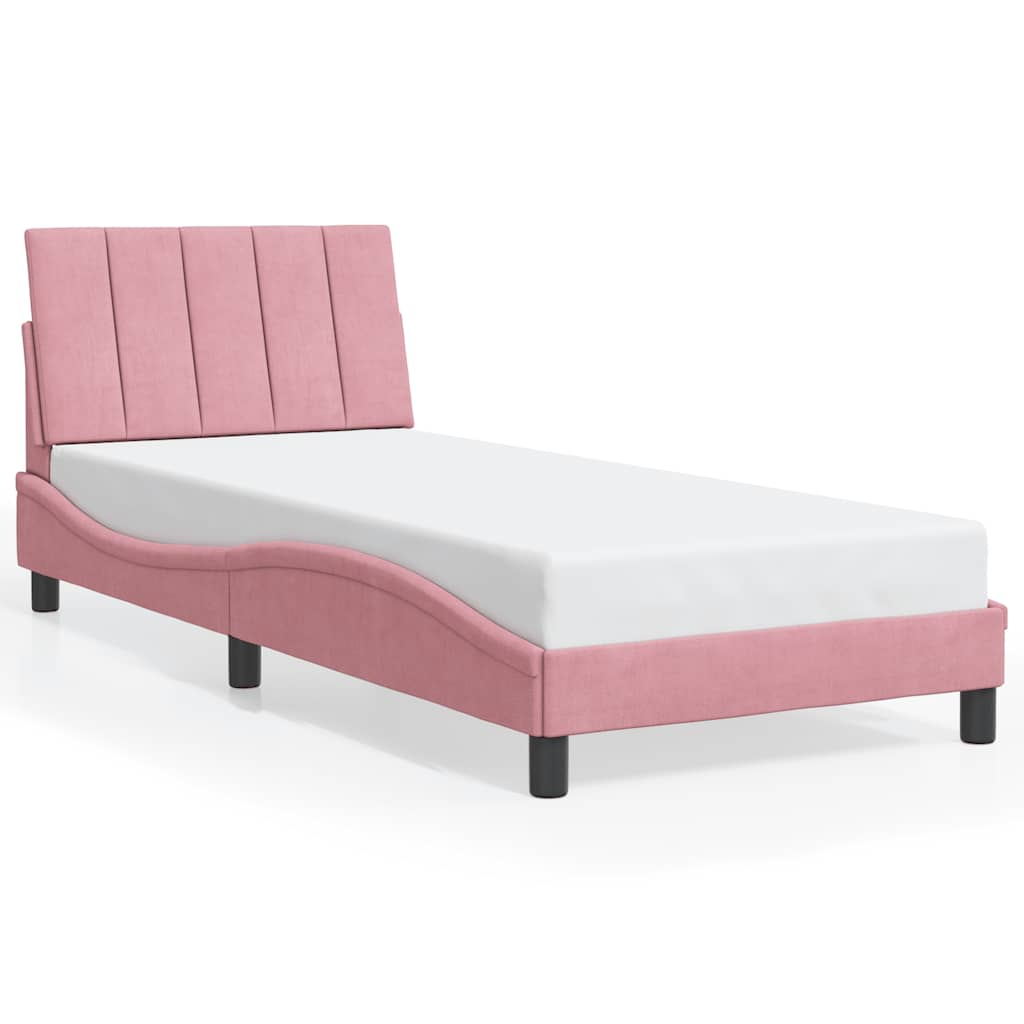 sengeramme uden madras Hanko 80x200 cm fløjl lyserød