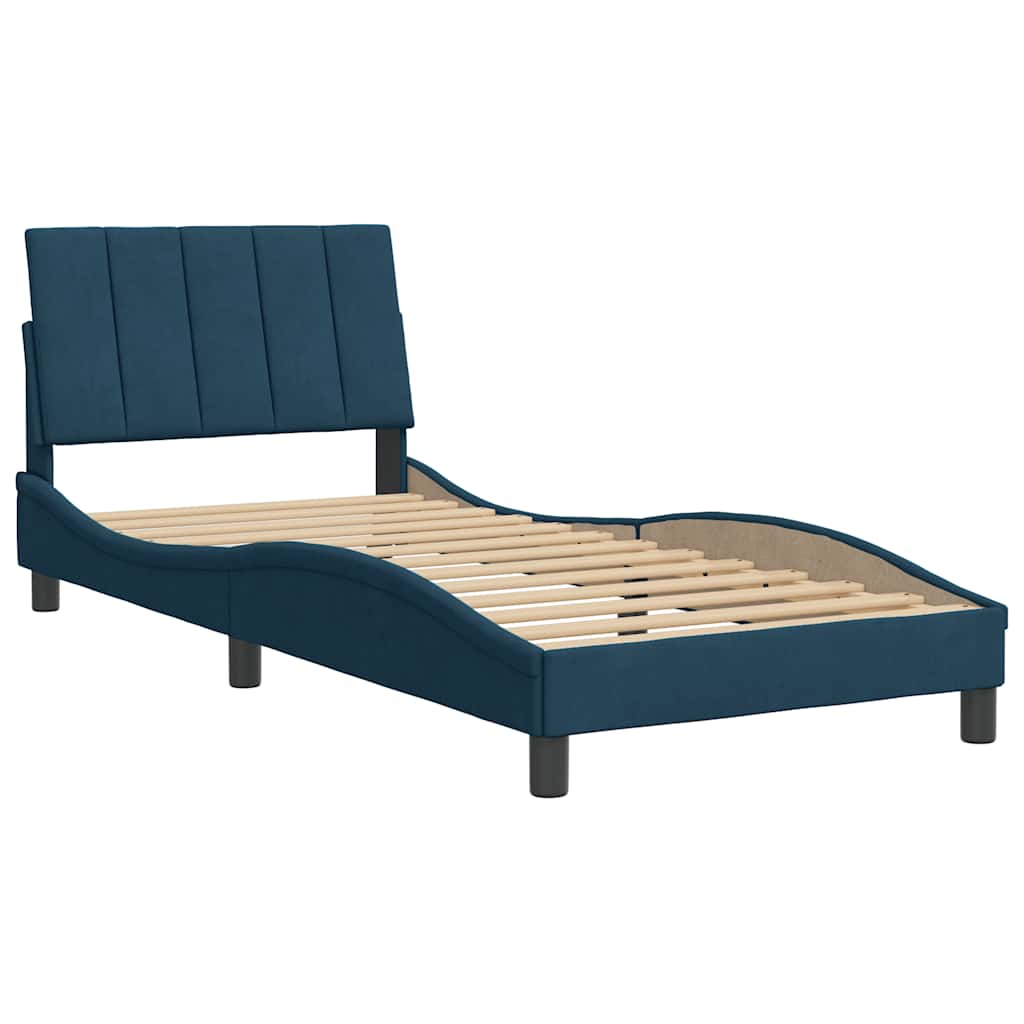 sengeramme uden madras Hanko 90x190 cm fløjl blå
