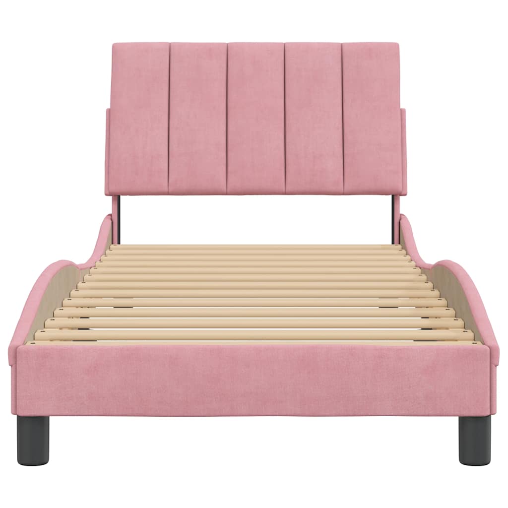 sengeramme uden madras Hanko 90x190 cm fløjl lyserød