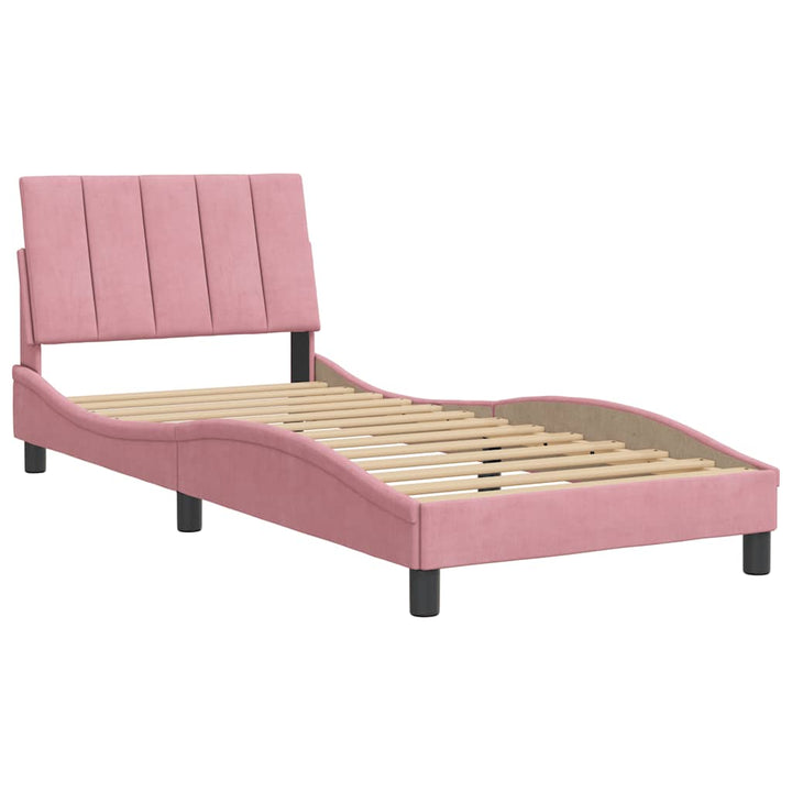 sengeramme uden madras Hanko 90x200 cm fløjl lyserød