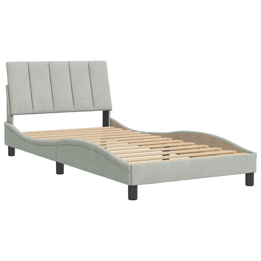sengeramme uden madras Hanko Lysegrå 100x200 cm Fløjl