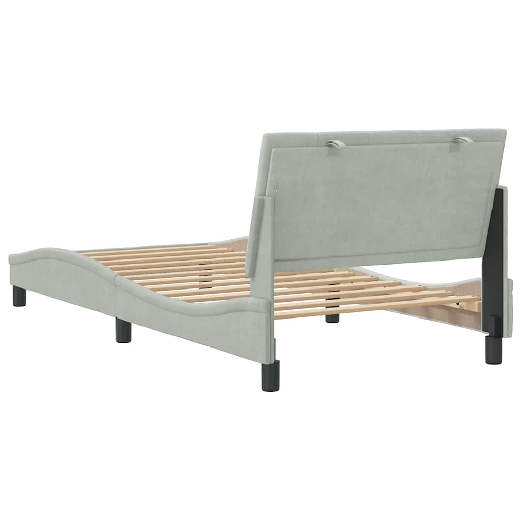 sengeramme uden madras Hanko Lysegrå 100x200 cm Fløjl