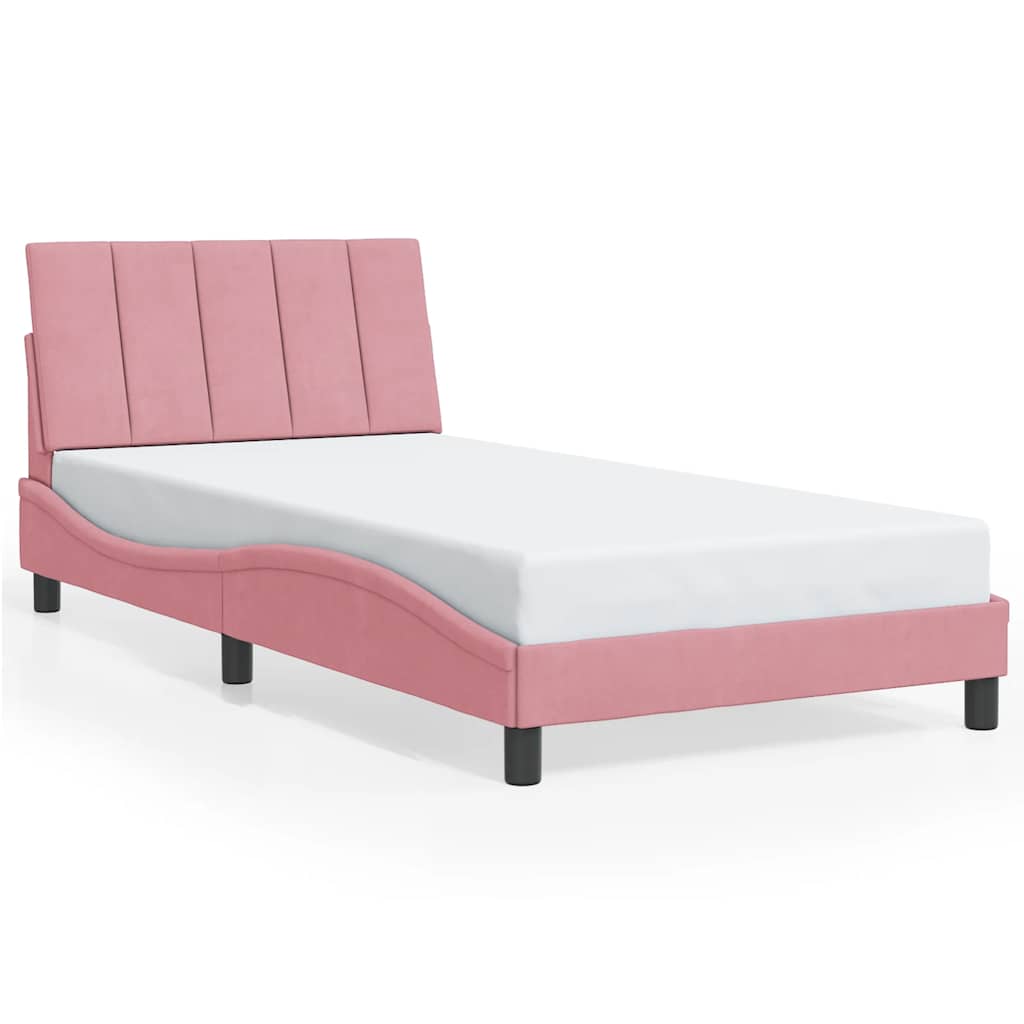 sengeramme uden madras Hanko 100x200 cm fløjl lyserød