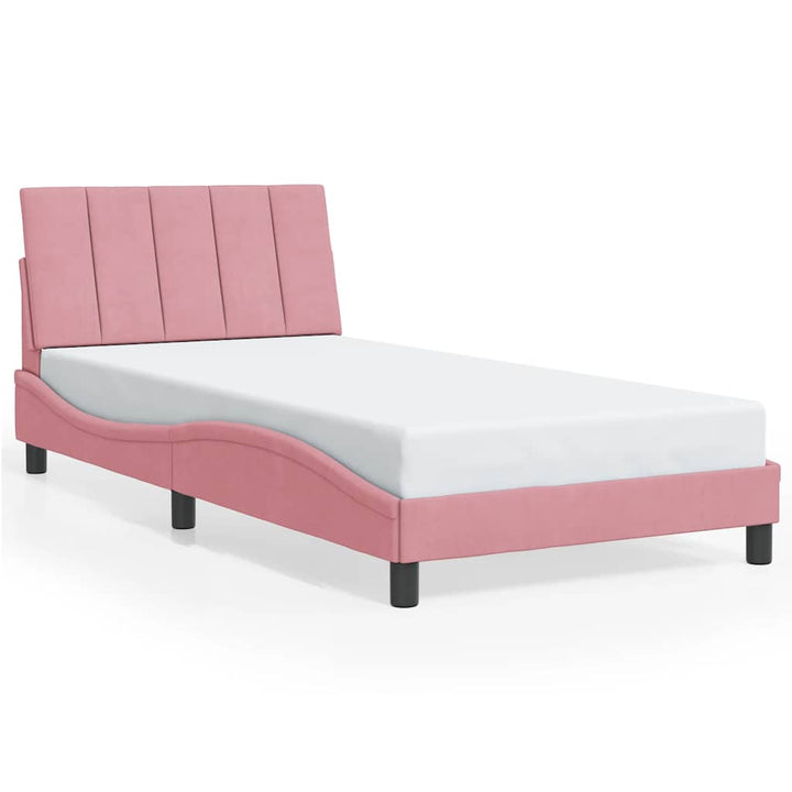 sengeramme uden madras Hanko 100x200 cm fløjl lyserød
