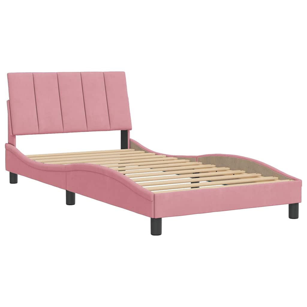 sengeramme uden madras Hanko 100x200 cm fløjl lyserød
