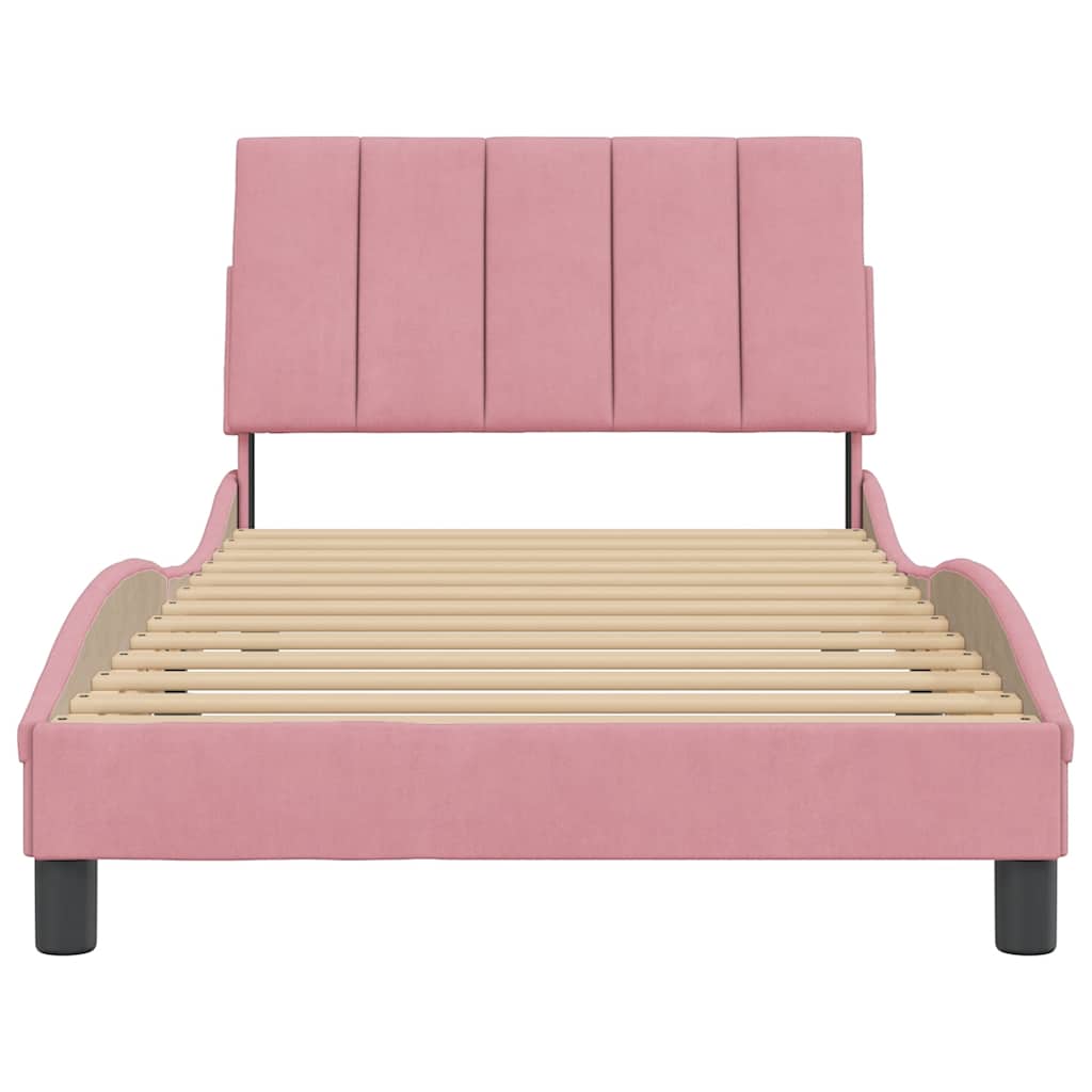 sengeramme uden madras Hanko 100x200 cm fløjl lyserød