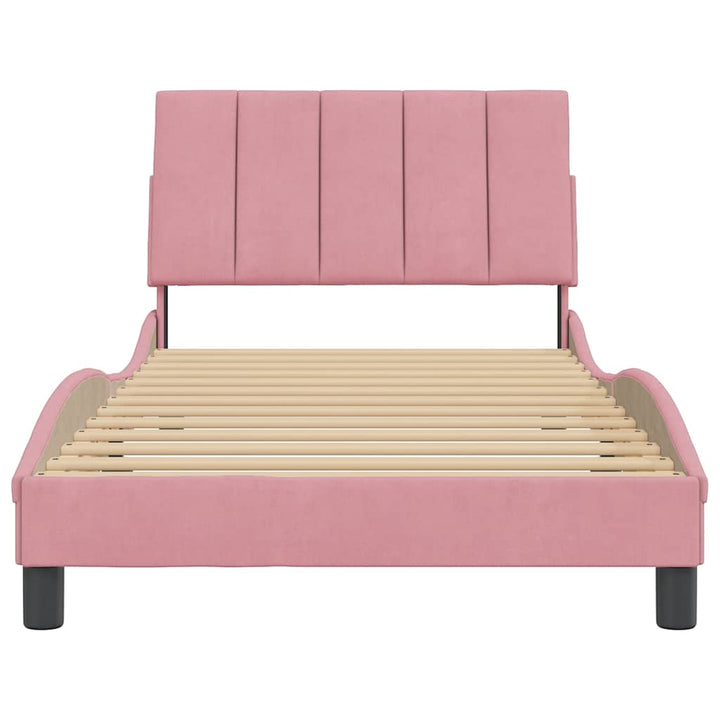 sengeramme uden madras Hanko 100x200 cm fløjl lyserød
