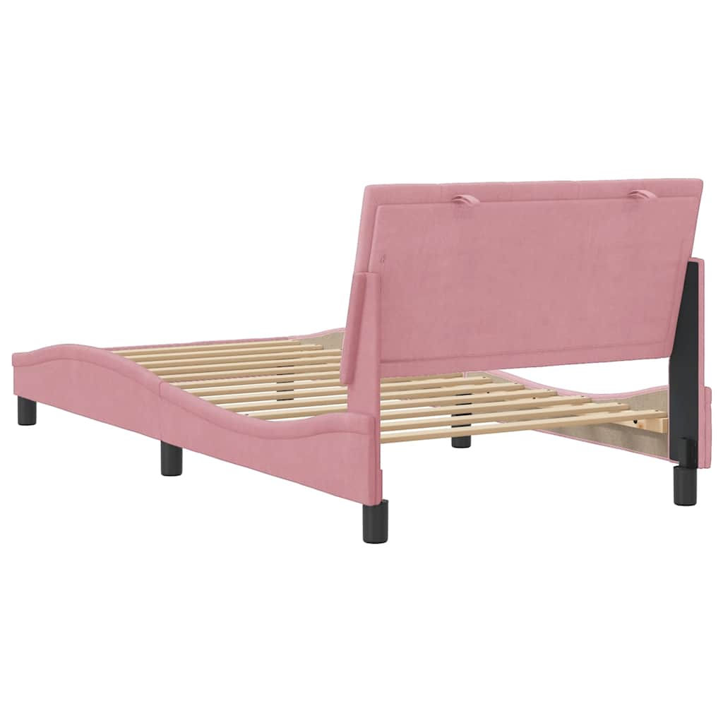 sengeramme uden madras Hanko 100x200 cm fløjl lyserød