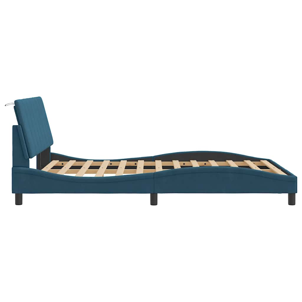 sengeramme uden madras Hanko 120x200 cm velour blå