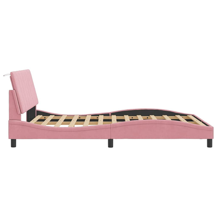 sengeramme uden madras Hanko 140x190 cm fløjl pink