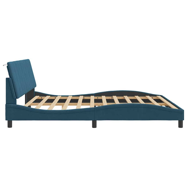 sengeramme uden madras Hanko 200x200 cm velour blå