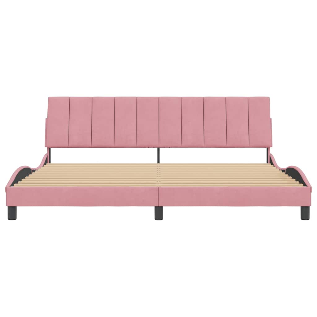 sengeramme uden madras Hanko 200x200 cm fløjl pink
