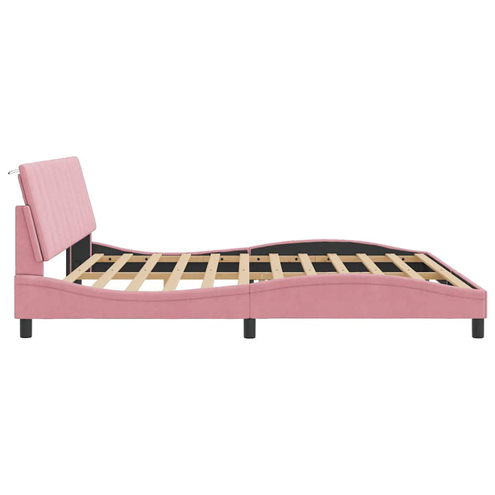 sengeramme uden madras Hanko 200x200 cm fløjl pink