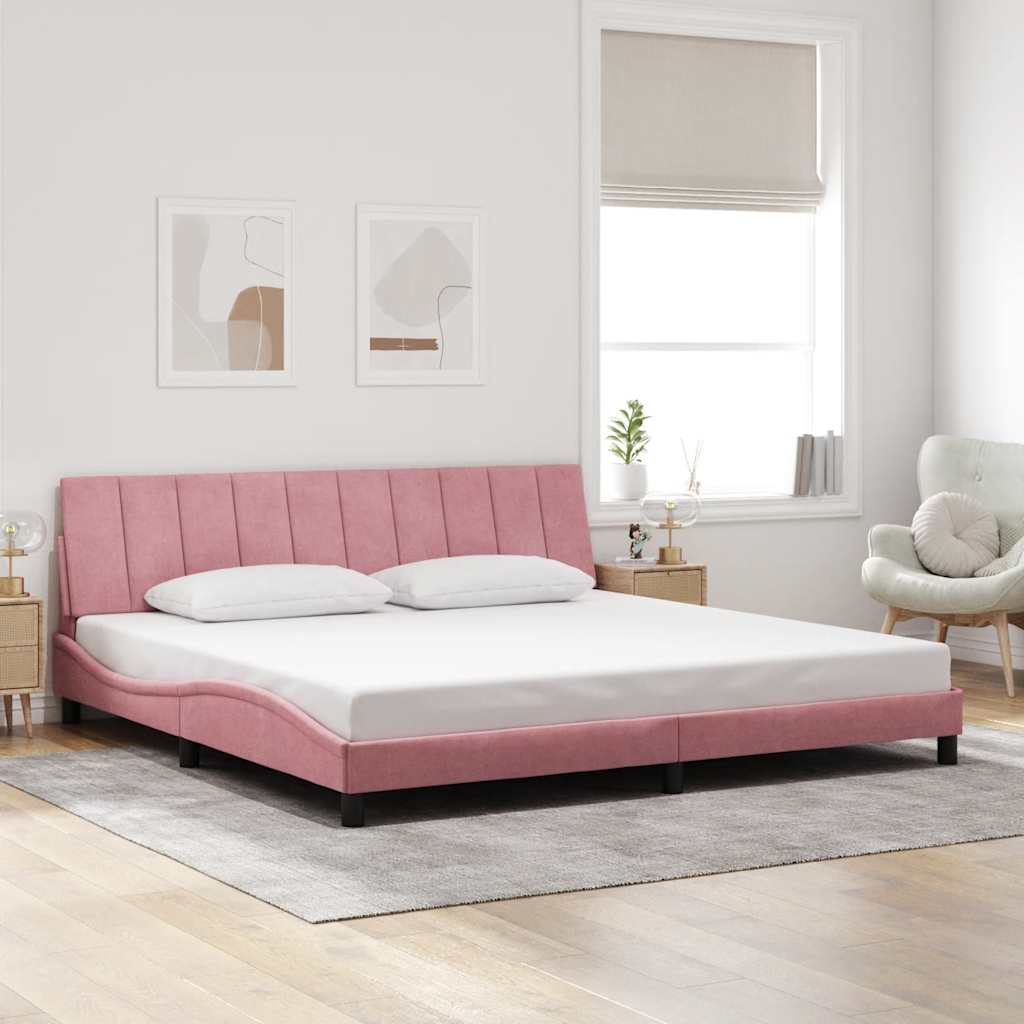 sengeramme uden madras Hanko 200x200 cm fløjl pink
