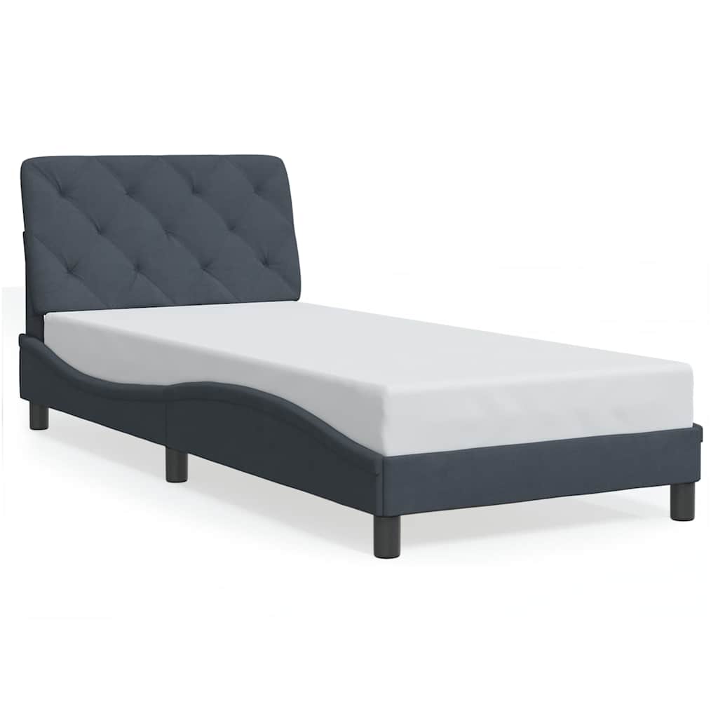 sengeramme uden madras Mørkegrå 90x190 cm Fløjl