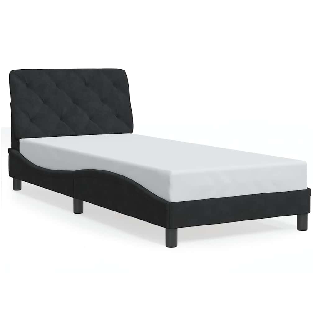 sengeramme uden madras 90x190 cm fløjl sort