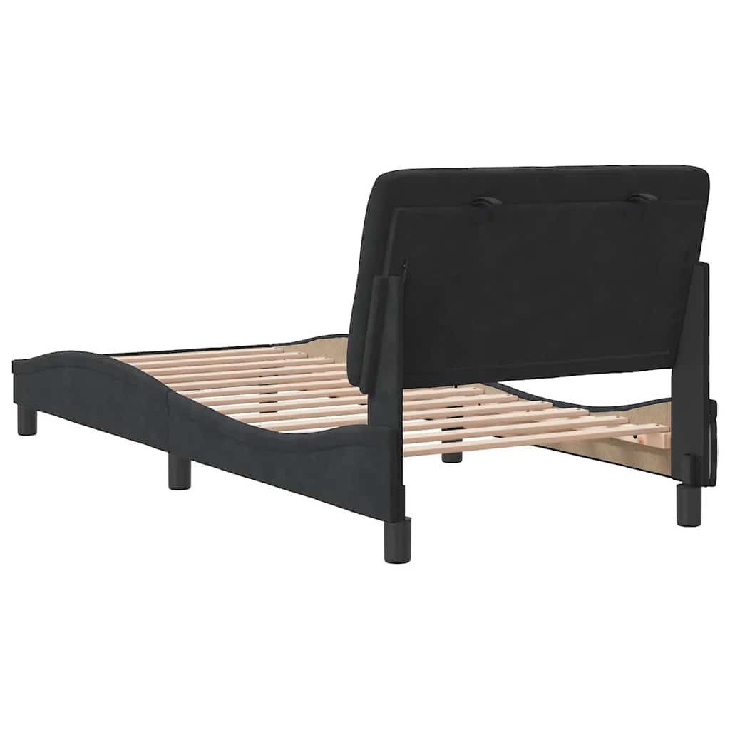 sengeramme uden madras 90x190 cm fløjl sort
