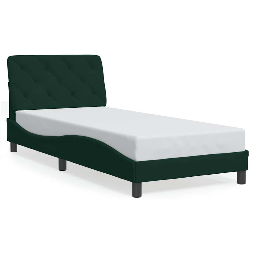 sengeramme uden madras Mørkegrøn 90x190 cm Fløjl