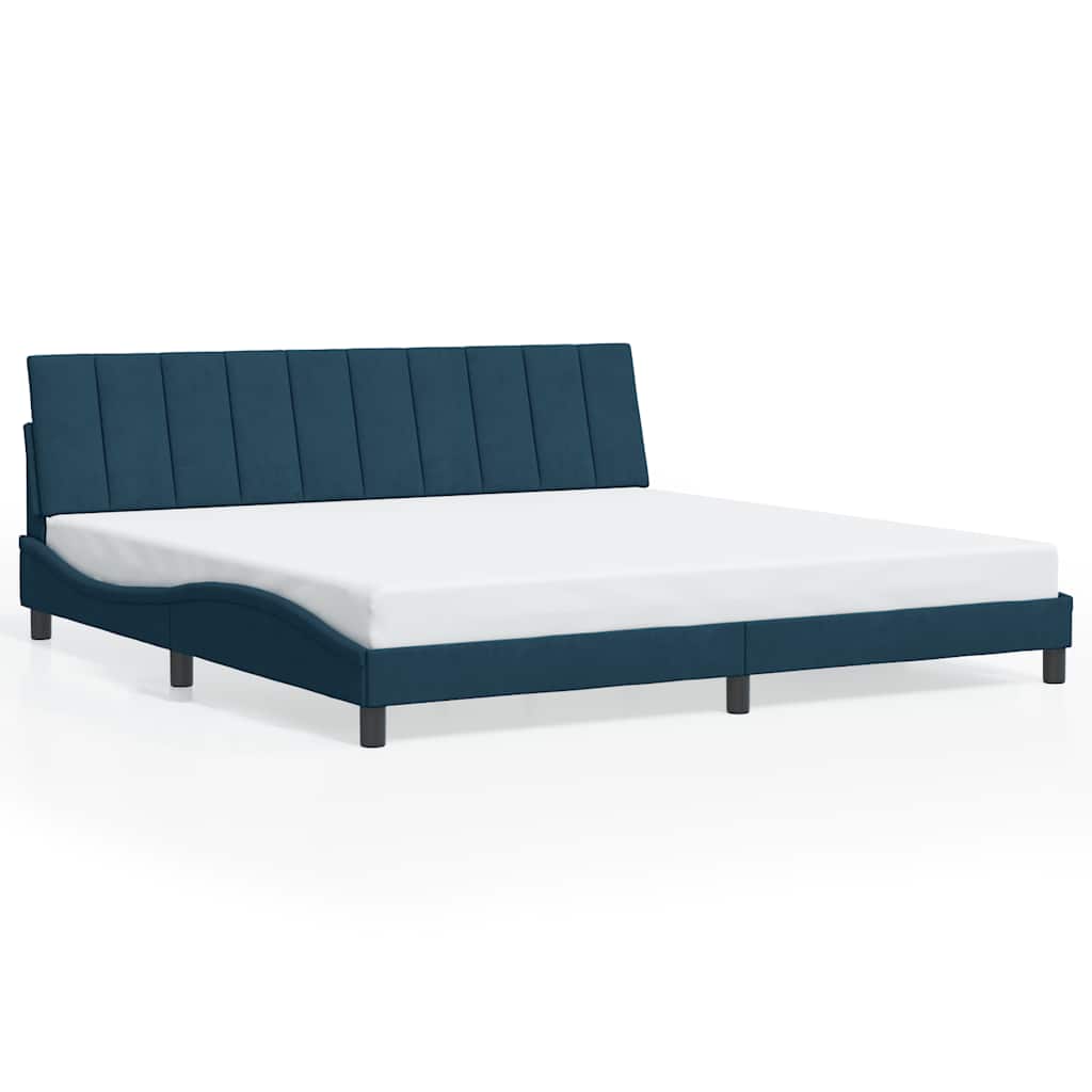 sengeramme uden madras 90x190 cm fløjl blå