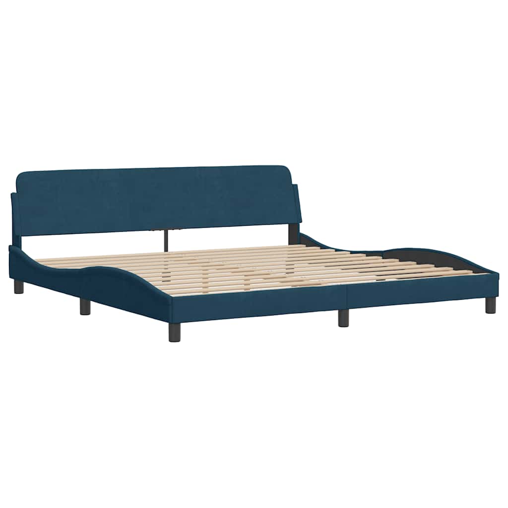 sengeramme uden madras 90x190 cm fløjl blå