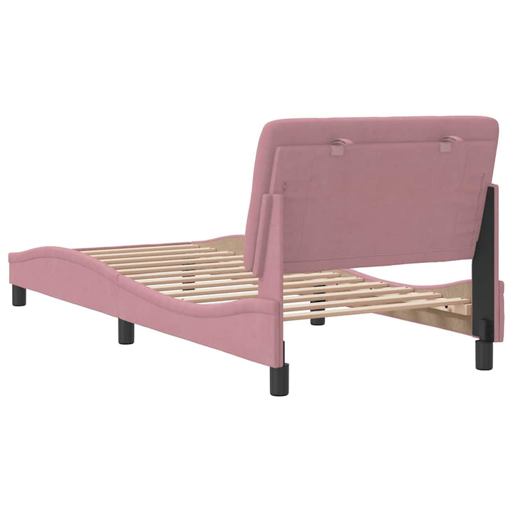 sengeramme uden madras 90x190 cm fløjl lyserød