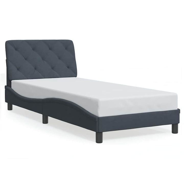 sengeramme uden madras Mørkegrå 90x200 cm Fløjl