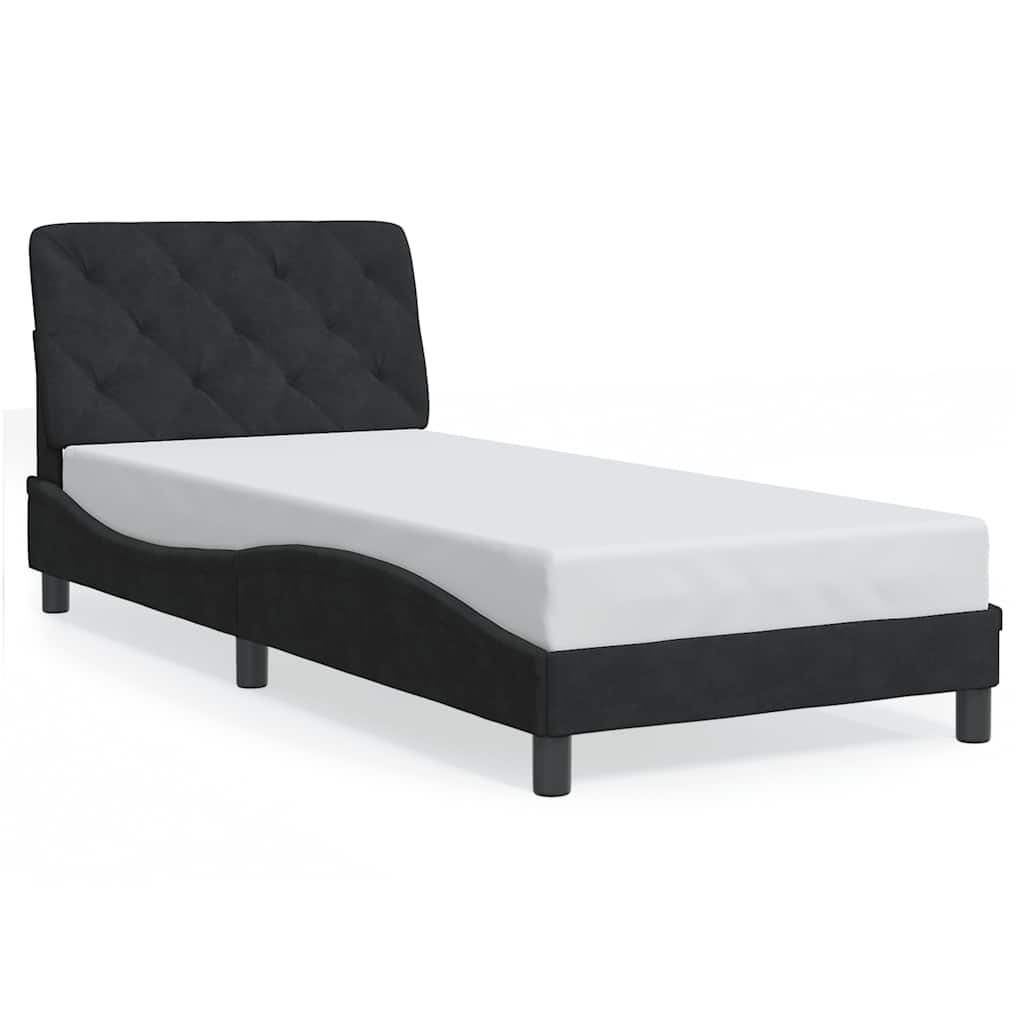 sengeramme uden madras 90x200 cm fløjl sort