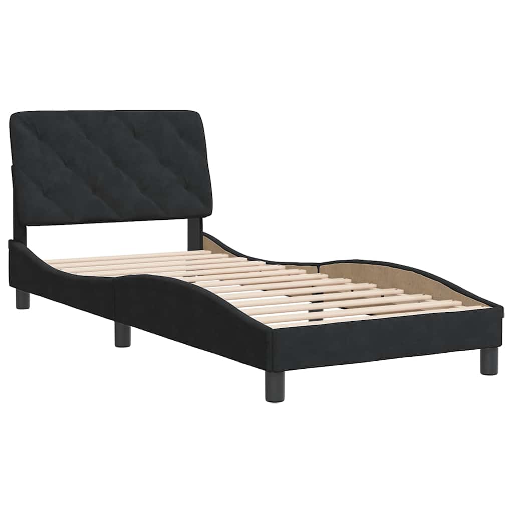 sengeramme uden madras 90x200 cm fløjl sort