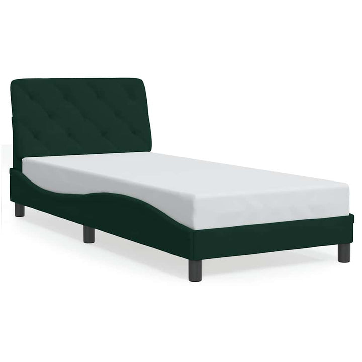 sengeramme uden madras Mørkegrøn 90x200 cm Fløjl