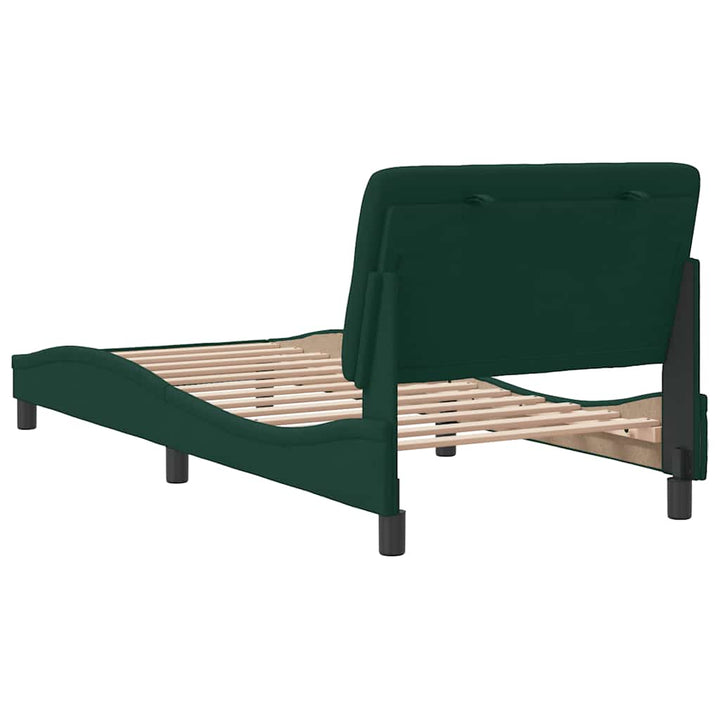 sengeramme uden madras Mørkegrøn 90x200 cm Fløjl