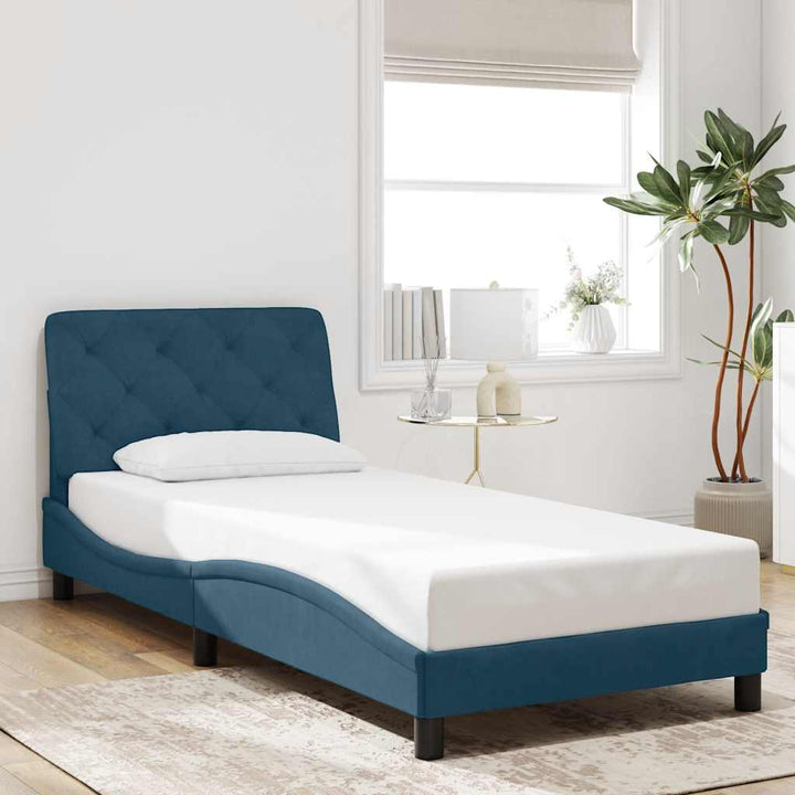 sengeramme uden madras 90x200 cm fløjl blå