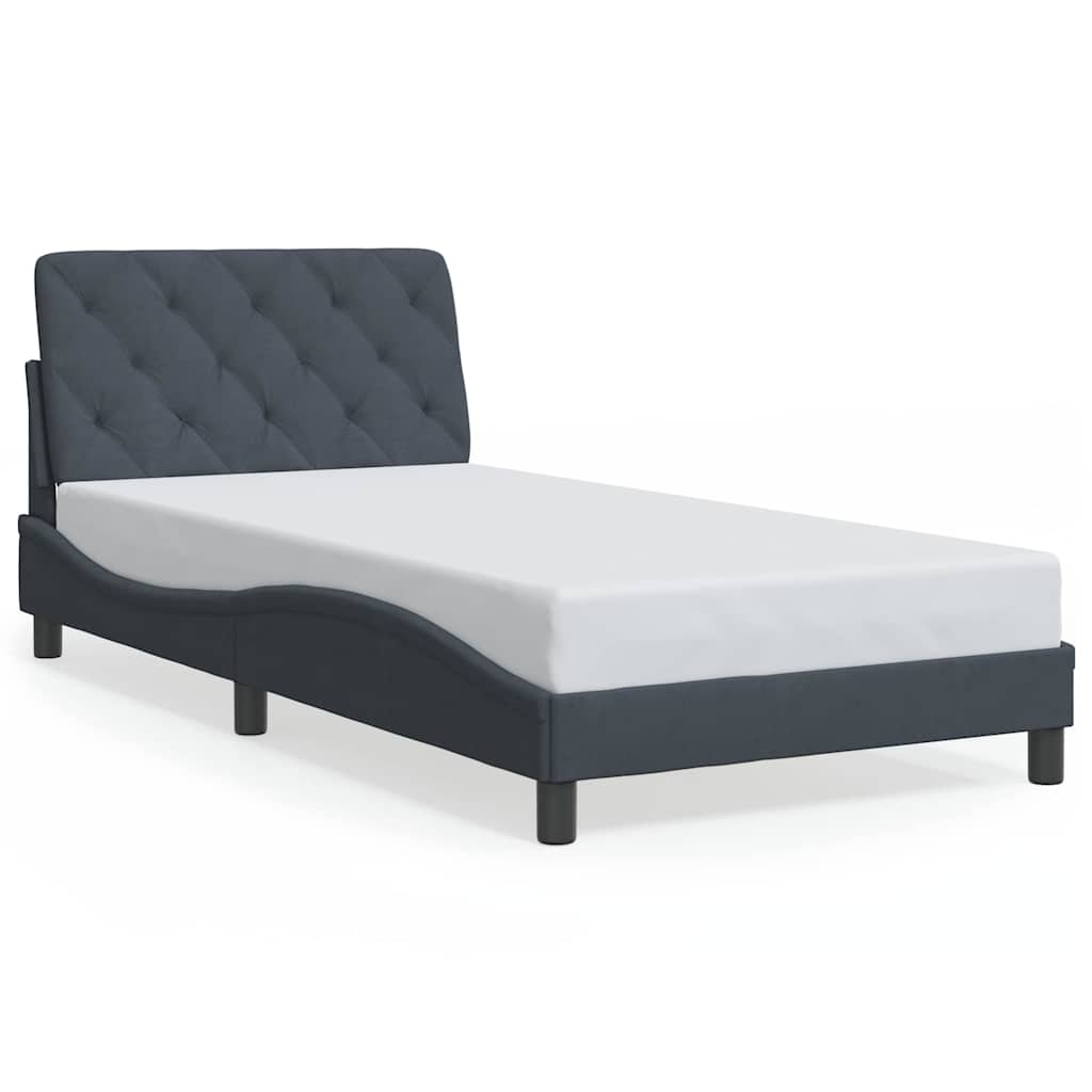 sengeramme uden madras Mørkegrå 100x200 cm Fløjl