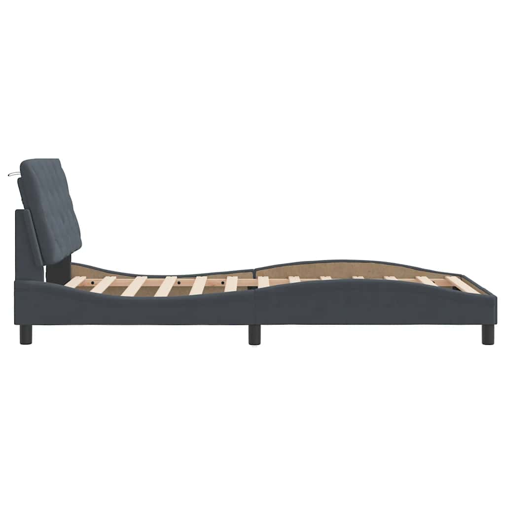 sengeramme uden madras Mørkegrå 100x200 cm Fløjl