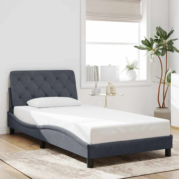 sengeramme uden madras Mørkegrå 100x200 cm Fløjl